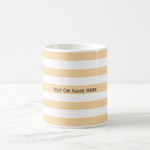 Custom Text Name Champagne Pink & White Stripes. Coffee Mug