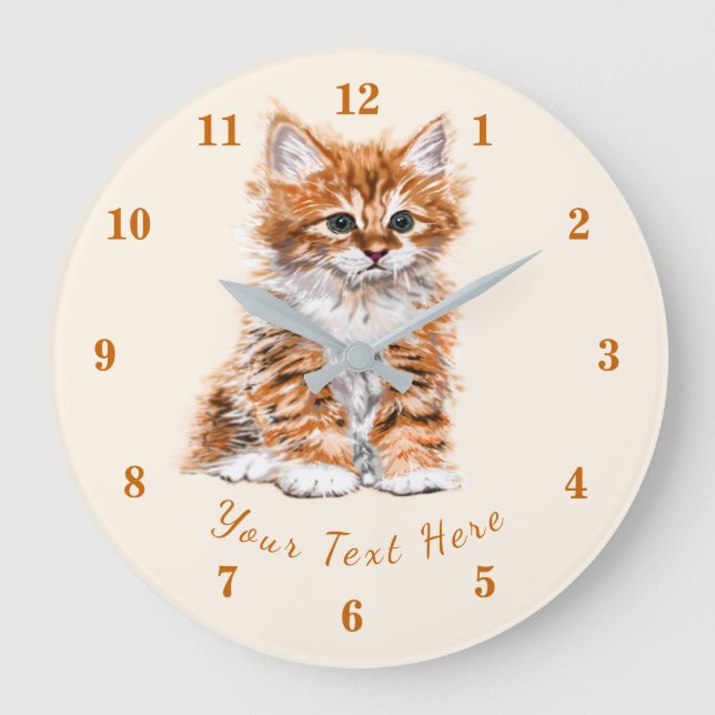 Custom Text / Name Clock with Little Kitten (Front)