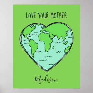 Custom text, name & colour Earth Love poster