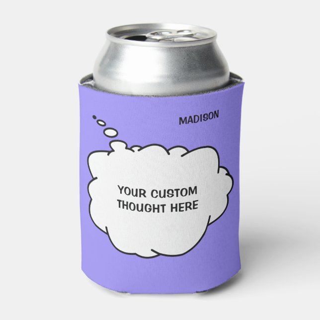 Custom Text, Name & Colour Thought  Bubble Can Cooler (Can Front)