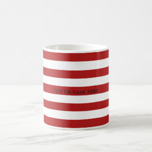 Custom Text Name Cornell Red & White Stripes Coffee Mug