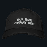 Custom Text Name Embroidered Hat Your Colours<br><div class="desc">Choose Colours and Fonts - Personalized Embroidered Hats Your Promotional Business Caps with Custom Text - Add Your Text - Name - Company / Number / Letter / Slogan - Tagline / or Website , Phone , E-mail , Social Media Handle , Address , more - Choose Your Colour /...</div>