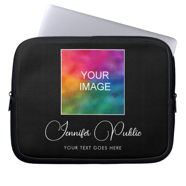 Custom Text Name Image Colour Elegant Template Laptop Sleeve (Front)