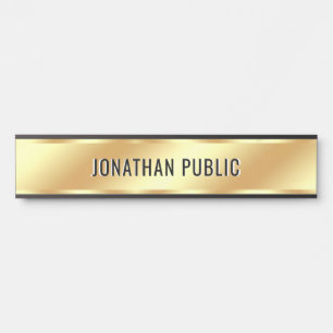 Custom Text Name Luxurious Black and Gold Home Door Sign