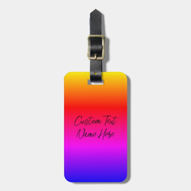 Custom Text Name Rainbow Colours Luggage Tag (Front Vertical)