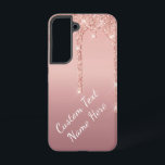 Custom Text Name Rose Gold Blush Glitter Drips Samsung Galaxy Case<br><div class="desc">Custom Text Rose Gold Blush Glitter Sparkle Drips Pink Wedding or Party Supplies / Gift - Add Your Unique Text / Name or Remove Text - Make Your Special Gift - Resize and move or remove and add text / elements with customization tool. Design by MIGNED. Please see my other...</div>