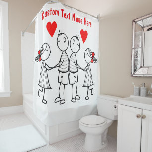 Custom Text Name Shower Curtain Gift - Couple Love