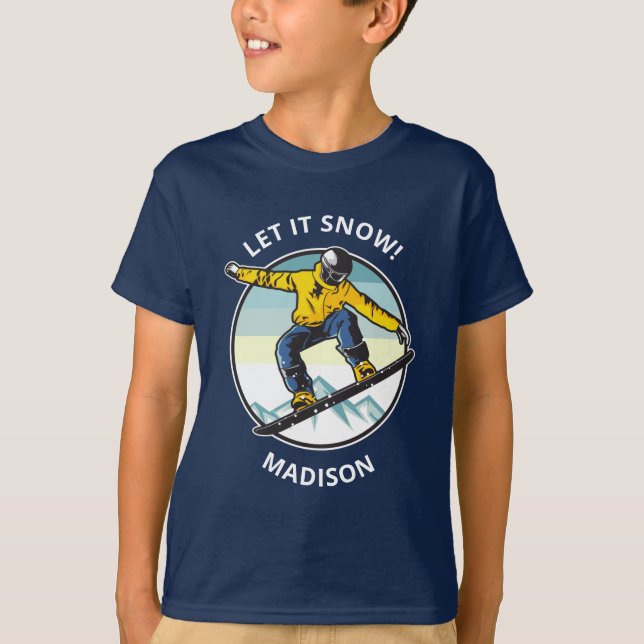 Custom text & name SNOWBOARDER clothing T-Shirt (Front)