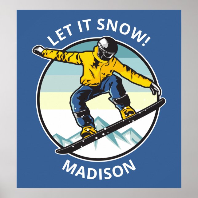 Custom text & name SNOWBOARDER poster (Front)