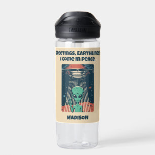 Custom Text & Name UFO Alien Water Bottle