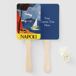 Custom text Napoli Naples Vintage Travel fan set