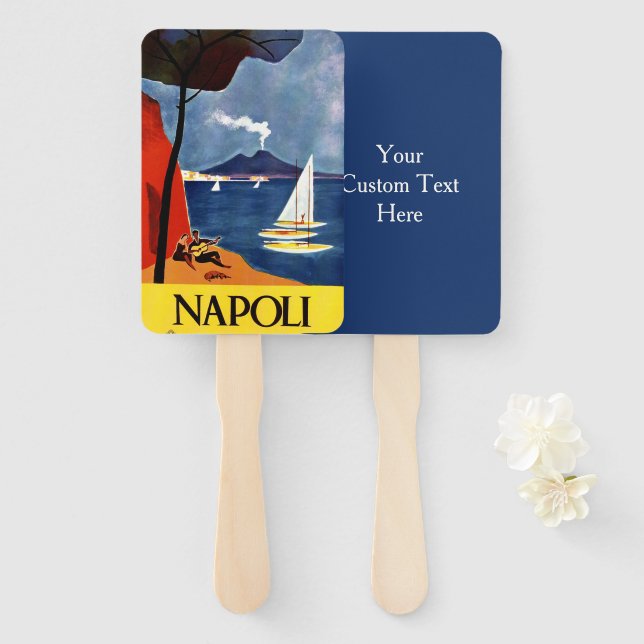 Custom text Napoli Naples Vintage Travel fan set (Front and Back)