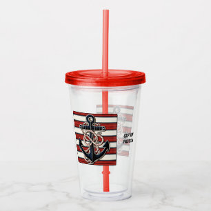Custom Text Nautical Anchor Acrylic Tumbler