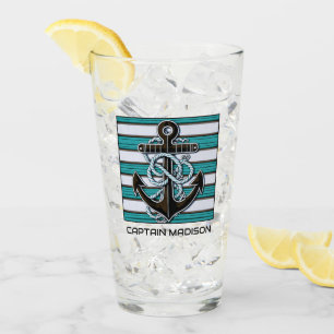 Custom Text Nautical Anchor Glass