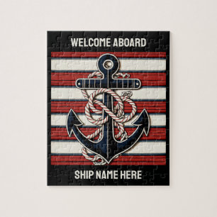 Custom Text Nautical Anchor Jigsaw Puzzle