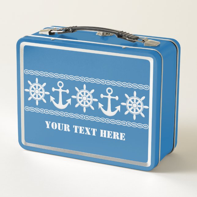 Custom Text Nautical Metal Lunch Box (Back)
