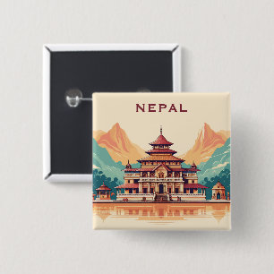 Custom Text Nepal 2 Inch Square Button