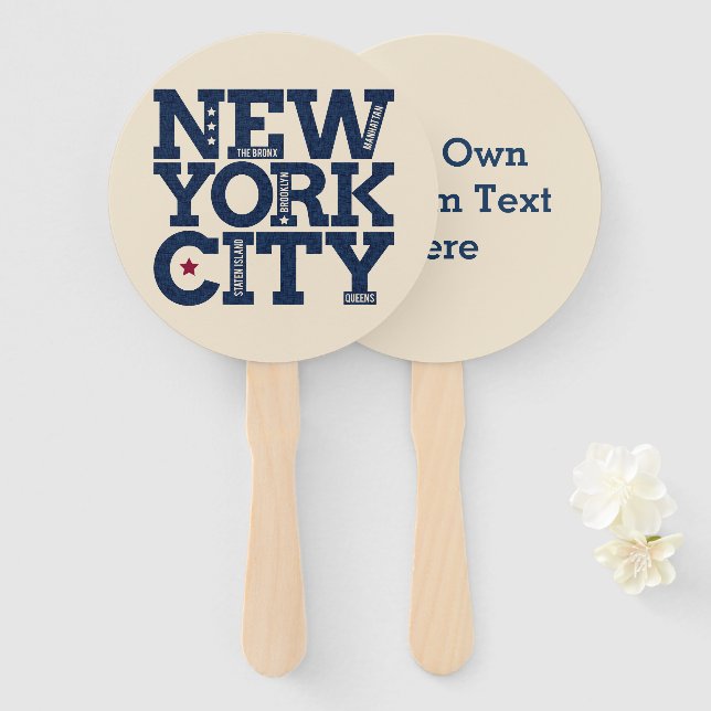 Custom text New York City hand fans (Front and Back)