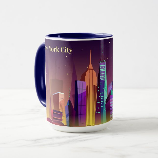 Custom text New York City Illustration mugs (Front Left)