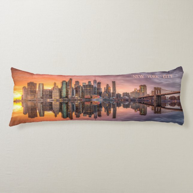 Custom Text New York City Skyline Body Pillow (Front)
