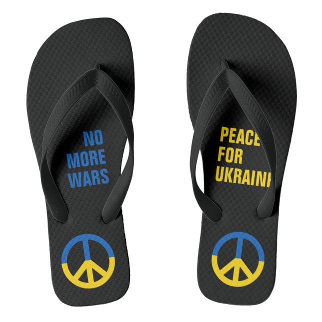 Custom Text No More Wars Peace for Ukraine Flip Flops (Footbed)