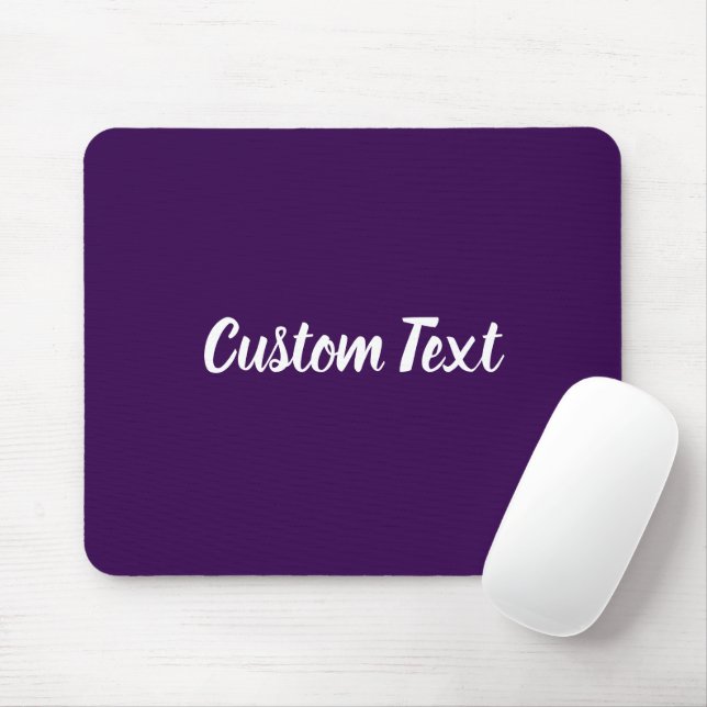 Custom Text on Dark Purple with White Script Mouse Pad (With Mouse)