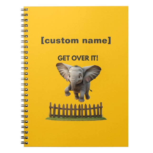 Custom Text or Name Flying Elephant  Notebook (Front)