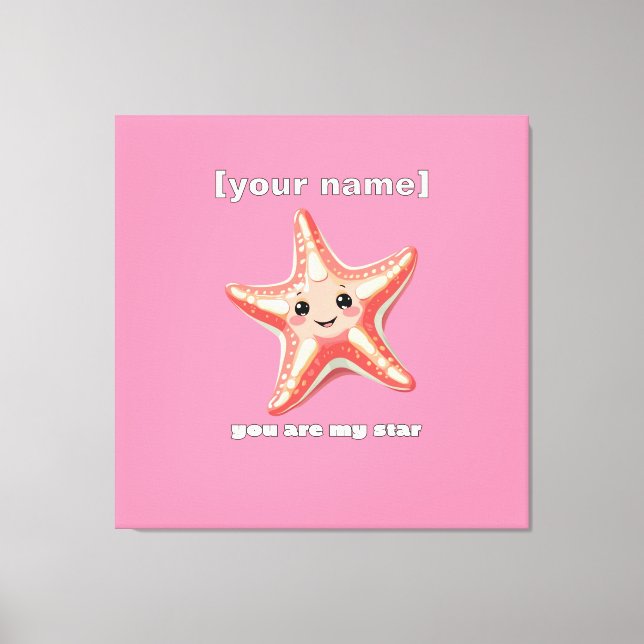 Custom Text or Name Starfish Design Canvas Print (Front)
