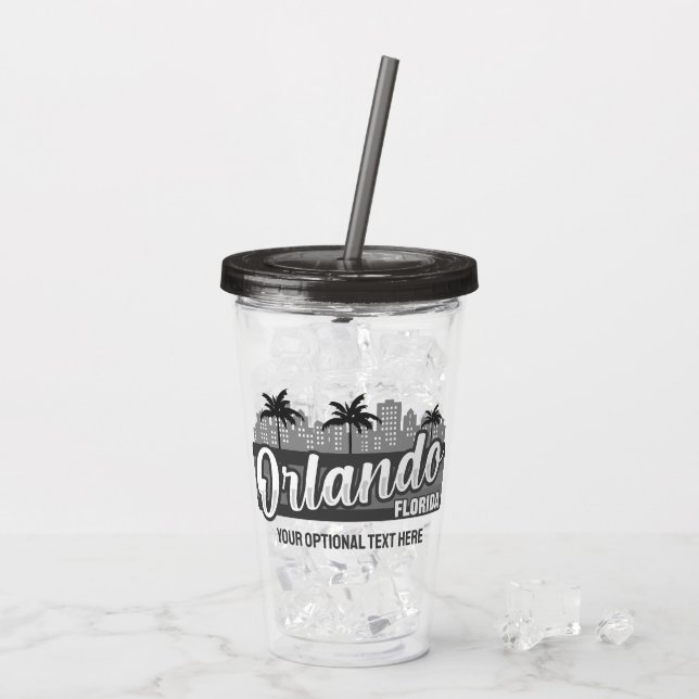 Custom Text Orlando Florida Acrylic Tumbler (Back Ice)