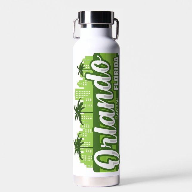 Custom Text Orlando Florida Water Bottle (Front)
