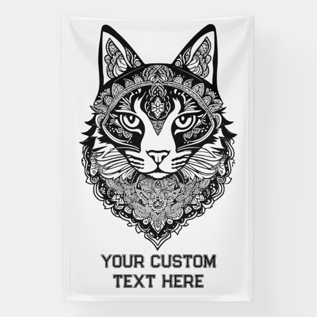 Custom Text Ornamental Cat Banner (Vertical)