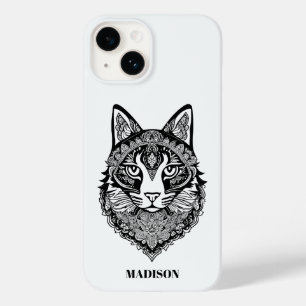 Custom Text Ornamental Cat Case-Mate iPhone 14 Case