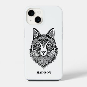 Custom Text Ornamental Cat iPhone 14 Case