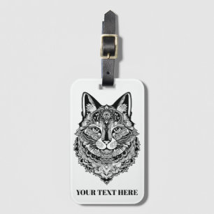 Custom Text Ornamental Cat Luggage Tag