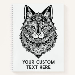 Custom Text Ornamental Cat Notebook