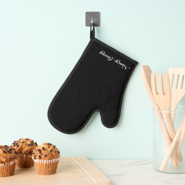 Custom Text Oven Mitt for Kitchen or Grill (Insitu(Hanging))