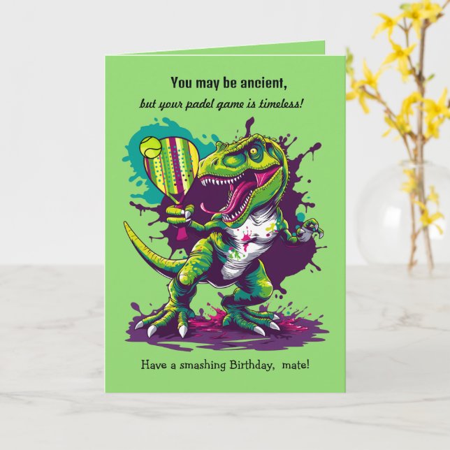 Custom text, padel Jurassic Smash Card (Yellow Flower)