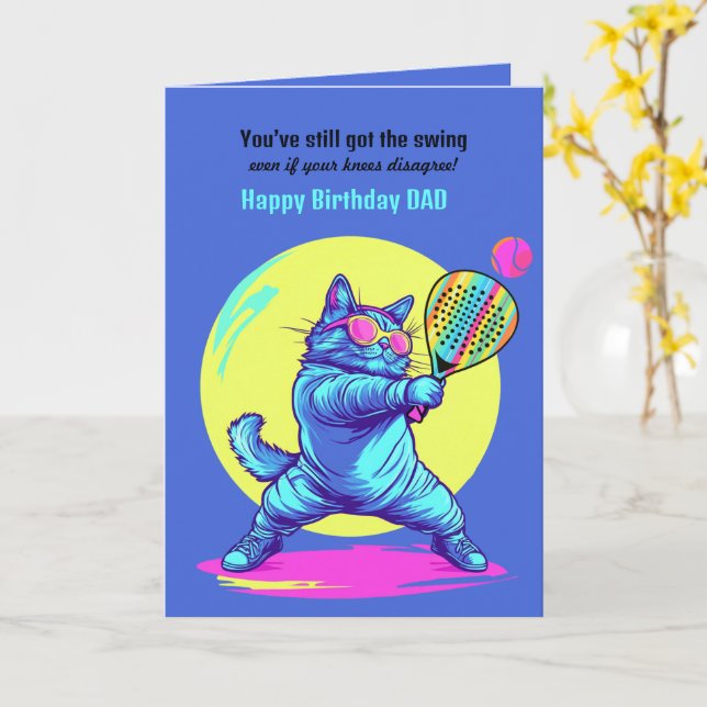 Custom text, padel Knee’d for Speed (and Cake) Card (Yellow Flower)