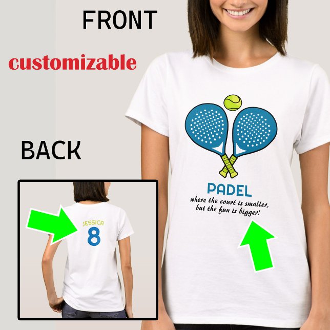 🎾Custom text,  Padel Passion Tee (Custom text front and back, Padel Passion Tee)