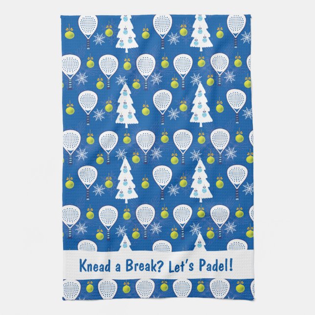 🎾🎄Custom text Padel Smashing Christmas Kitchen Towel (Vertical)