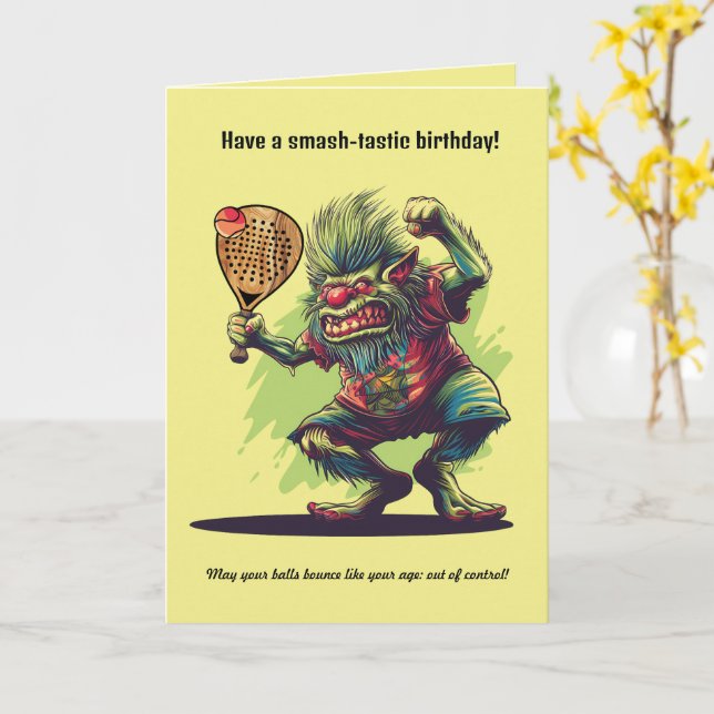 Custom text, padel Trollin’ & Rollin’  Card (Yellow Flower)