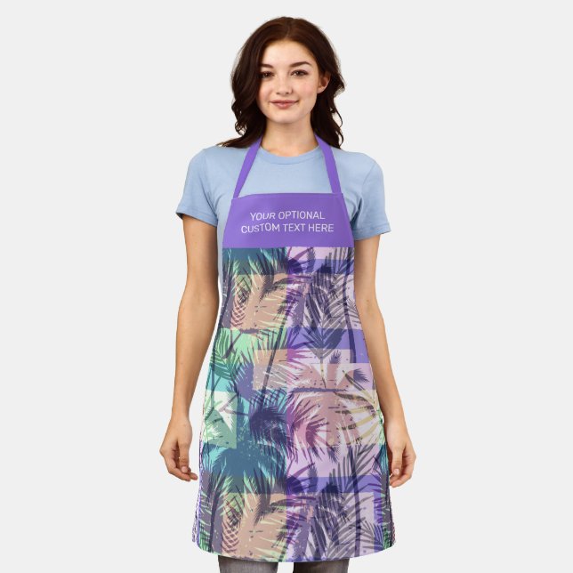 Custom Text Palm Trees Pattern Apron (Worn)