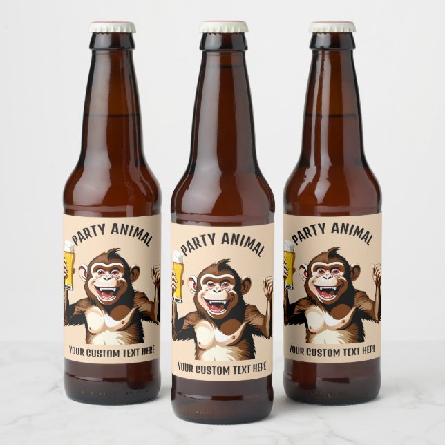 Custom Text Party Animal Beer Bottle Label (Bottles)