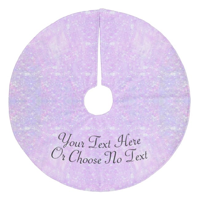 Custom Text/ Pastel Purple Pink Glitter Girly Fleece Tree Skirt (Front)