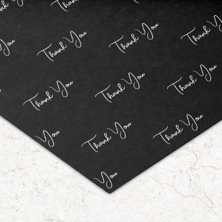 Custom Text Pattern Thank You Black Tissue Paper