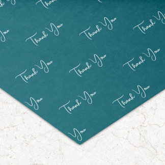 Custom Text Pattern Thank You Teal Tissue Paper