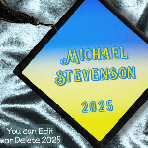 Custom Text Peace No War Ukraine Blue Yellow Name Graduation Cap Topper