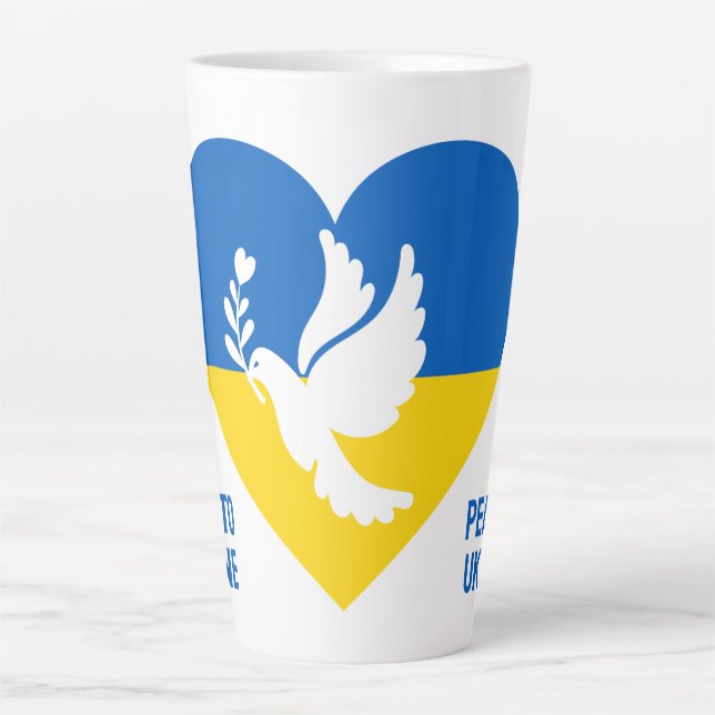 Custom Text Peace to Ukraine Latte Mug (Front)
