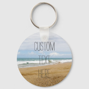Custom Text   Peaceful Beach Keychain