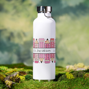 Custom Text Pencil Teacher Water Bottle